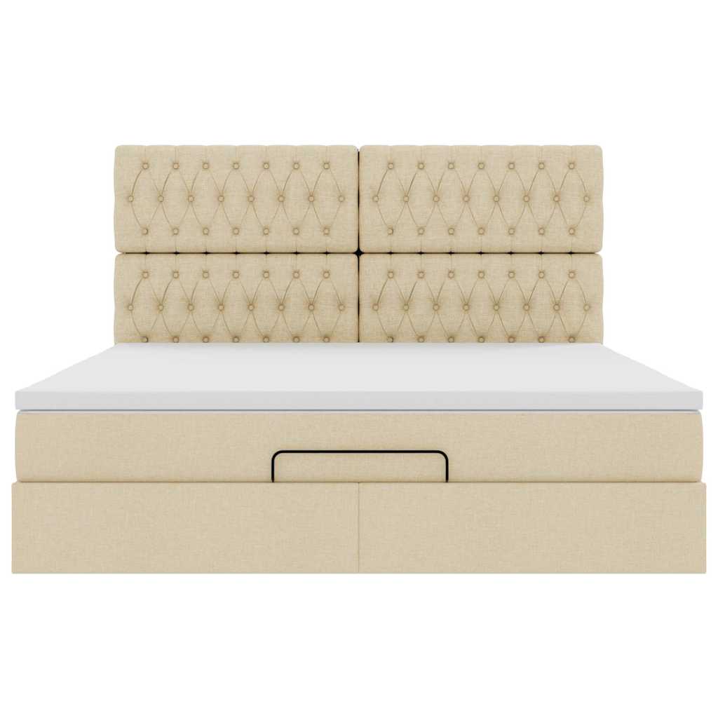 Ottoman-Bett mit Matratze & LEDs Creme 180x200 cm Stoff