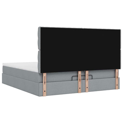 Ottoman-Bett mit Matratzen & LEDs Hellgrau 200x200 cm Stoff