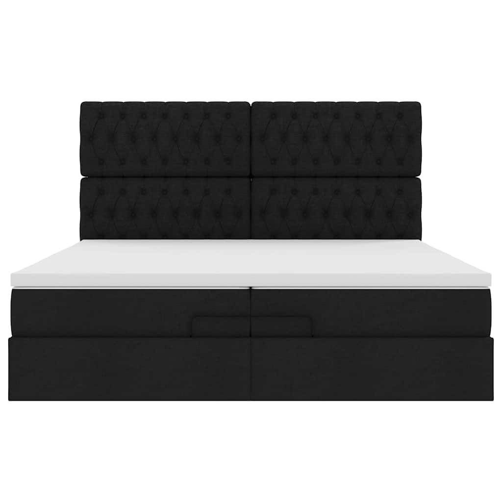 Ottoman-Bett mit Matratzen & LEDs Schwarz 200x200 cm Stoff
