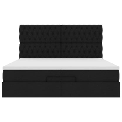 Ottoman-Bett mit Matratzen & LEDs Schwarz 200x200 cm Stoff