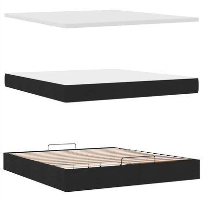 Ottoman-Bett mit Matratzen & LEDs Schwarz 200x200 cm Stoff