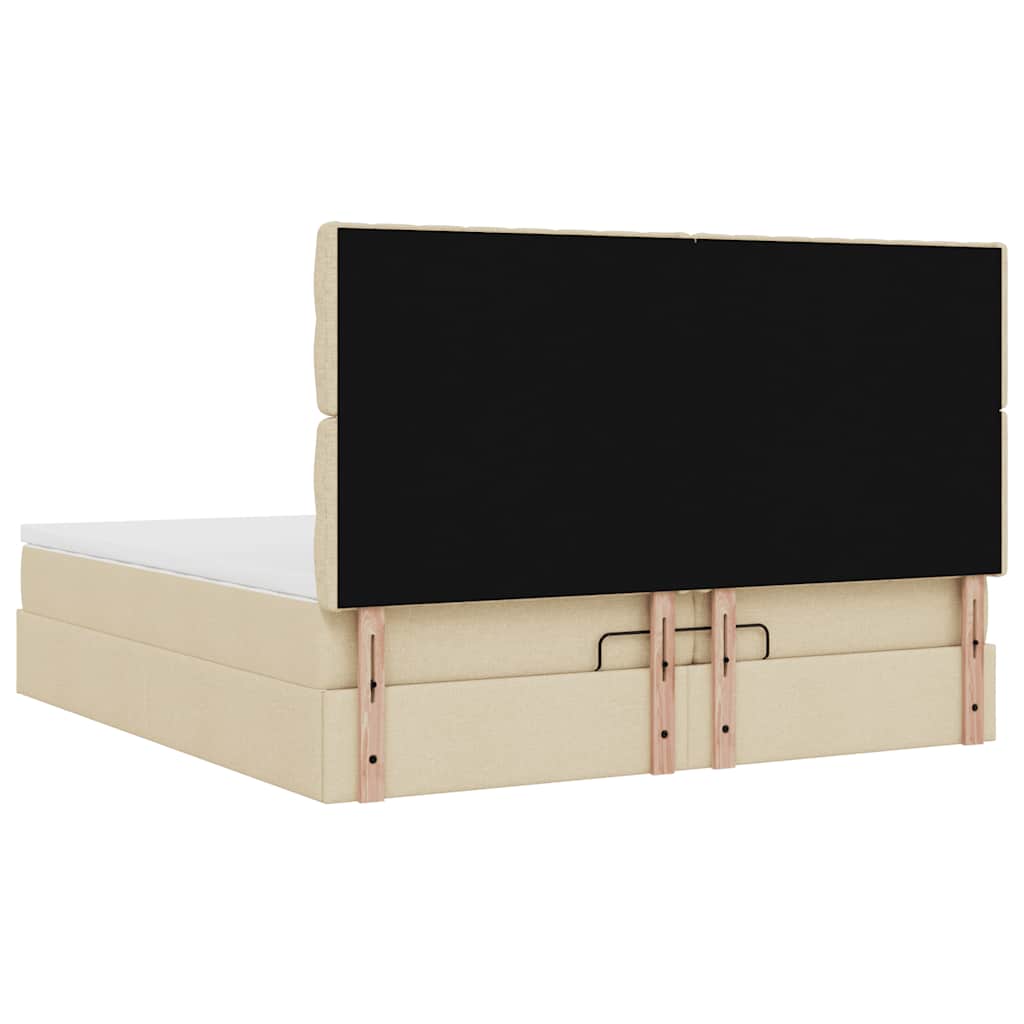 Ottoman-Bett mit Matratzen & LEDs Creme 200x200 cm Stoff