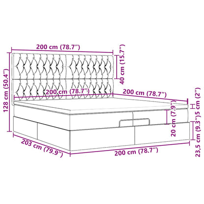Ottoman-Bett mit Matratzen & LEDs Creme 200x200 cm Stoff
