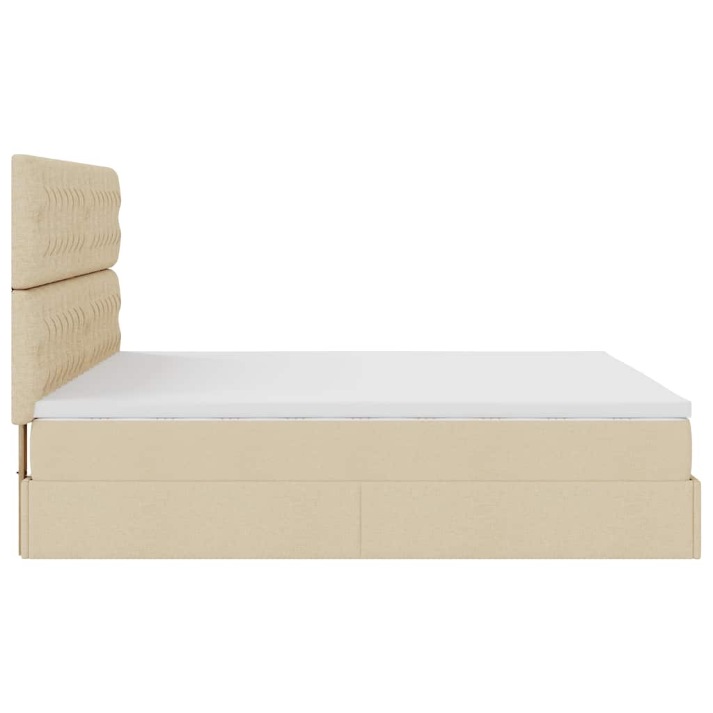 Ottoman-Bett mit Matratzen & LEDs Creme 200x200 cm Stoff