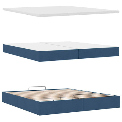Ottoman-Bett mit Matratzen & LEDs Blau 200x200 cm Stoff