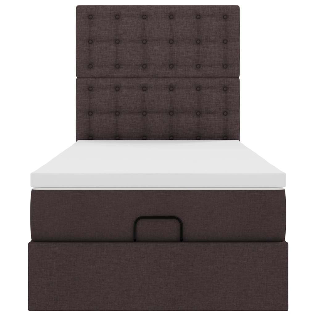 Ottoman-Bett mit Matratze & LEDs Dunkelbraun 80x200 cm Stoff