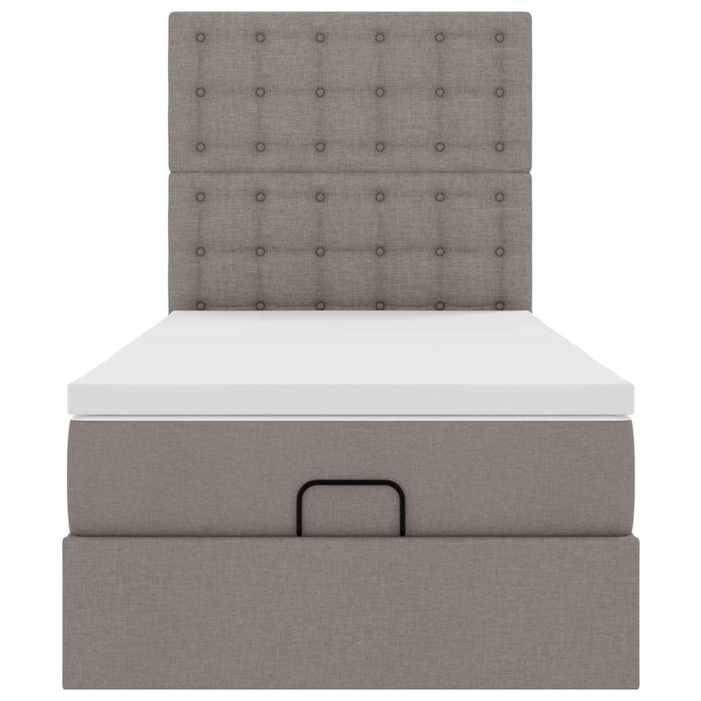 Ottoman-Bett mit Matratze & LEDs Taupe 80x200 cm Stoff