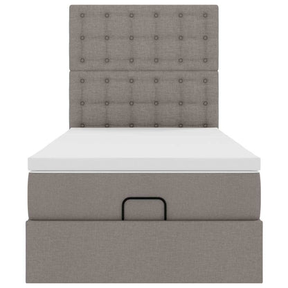 Ottoman-Bett mit Matratze & LEDs Taupe 80x200 cm Stoff
