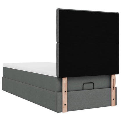 Ottoman-Bett mit Matratze & LEDs Dunkelgrau 90x190 cm Stoff