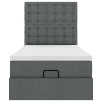 Ottoman-Bett mit Matratze & LEDs Dunkelgrau 90x190 cm Stoff