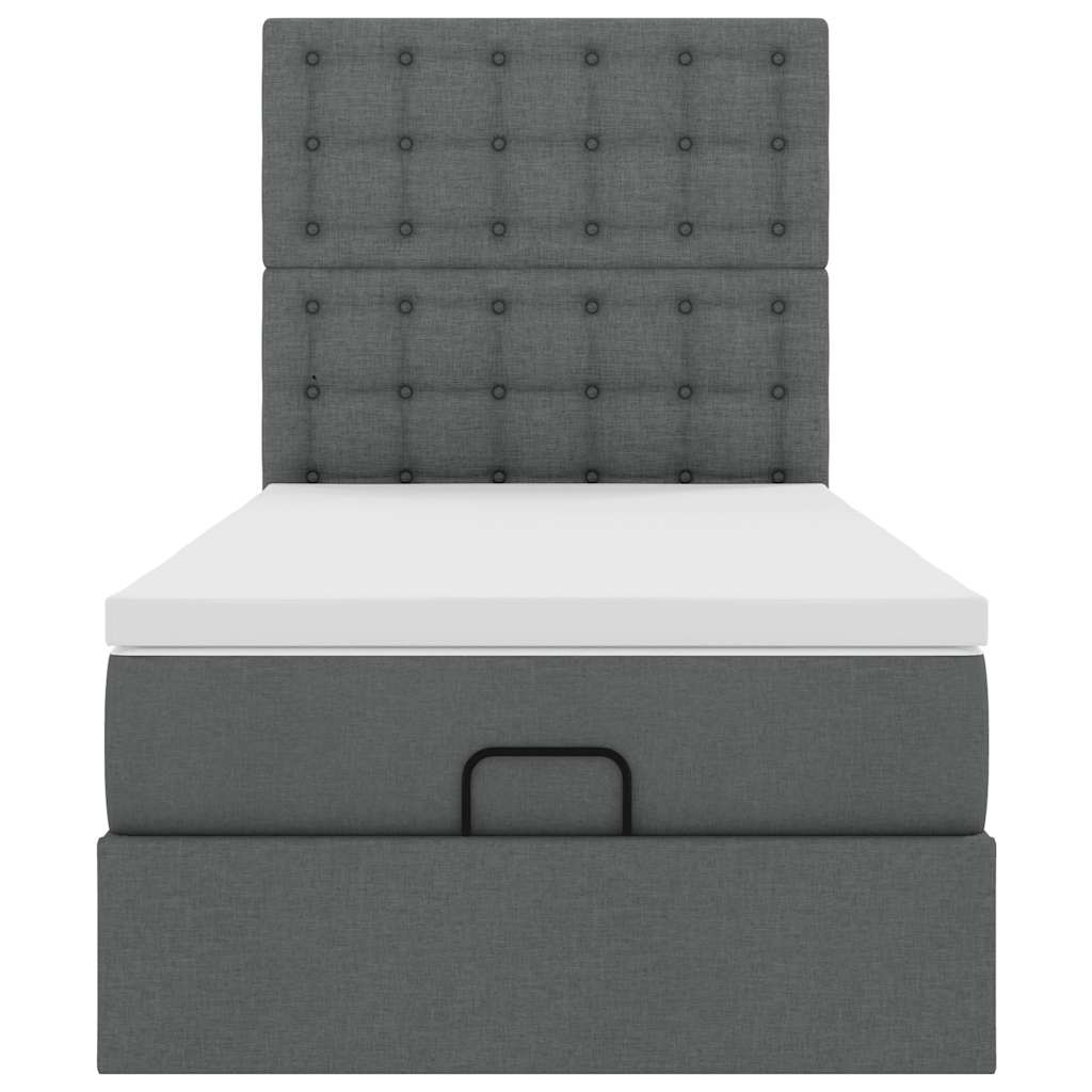 Ottoman-Bett mit Matratze & LEDs Dunkelgrau 90x190 cm Stoff