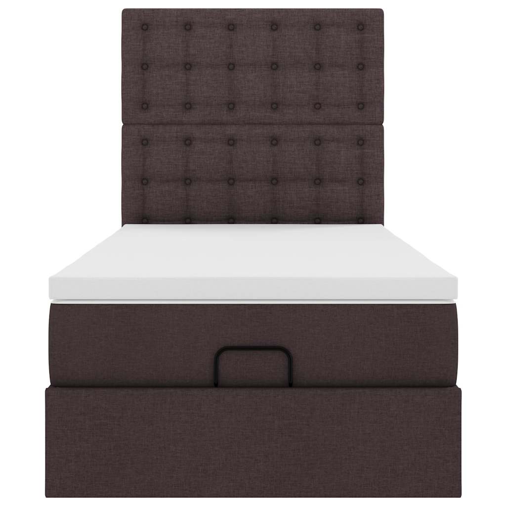 Ottoman-Bett mit Matratze & LEDs Dunkelbraun 90x190 cm Stoff