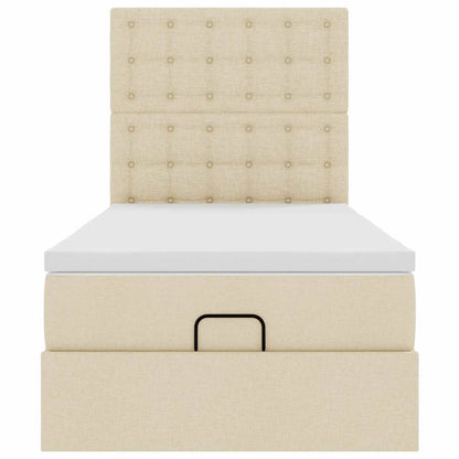 Ottoman-Bett mit Matratze & LEDs Creme 90x190 cm Stoff