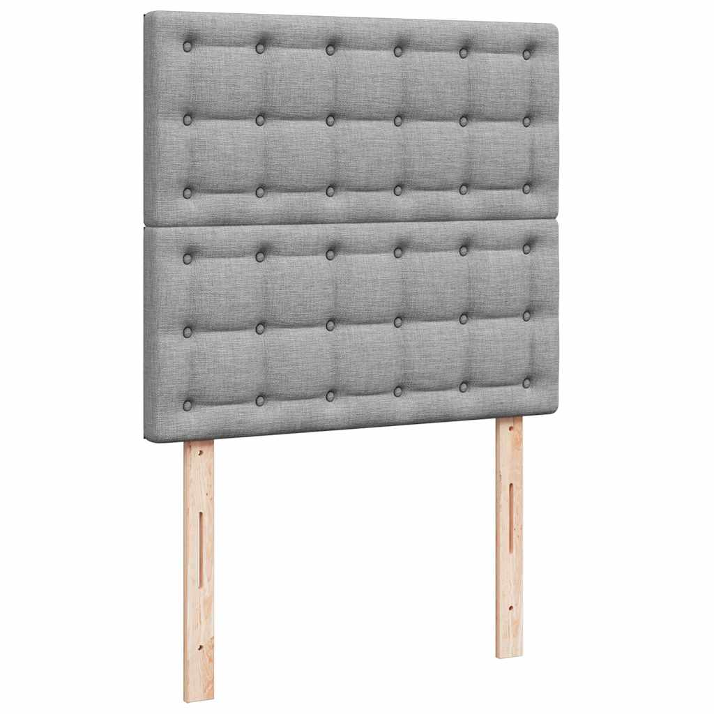 Ottomane Bett mit Matratze & LEDs Hellgrau 90x200 cm Stoff