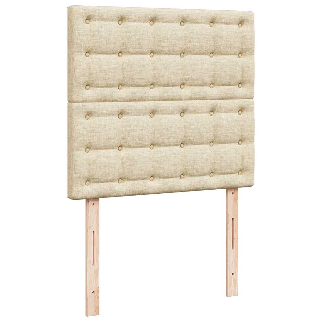 Ottomane Bett mit Matratze & LEDs Creme 90x200 cm Stoff