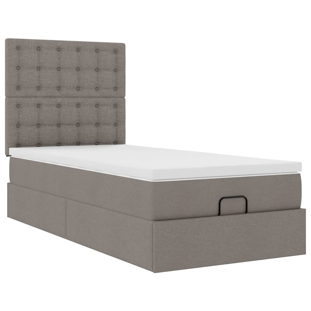 Ottoman-Bett mit Matratze & LEDs Taupe 100x200 cm Stoff