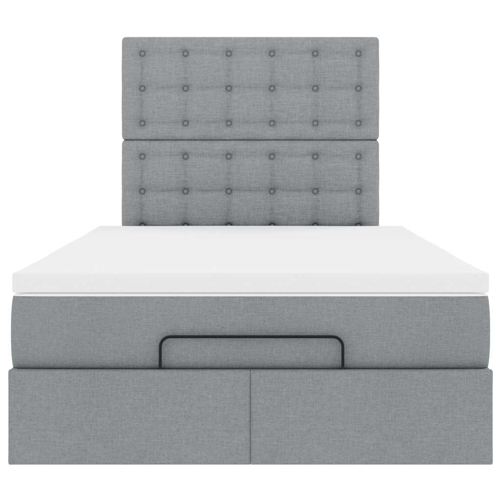 Ottoman-Bett mit Matratze & LEDs Hellgrau 120x190 cm Stoff