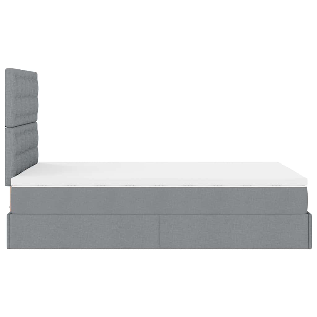 Ottoman-Bett mit Matratze & LEDs Hellgrau 120x190 cm Stoff