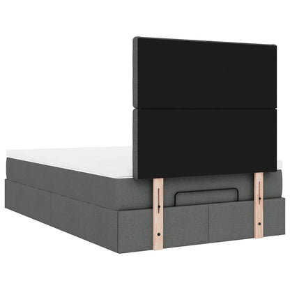 Ottoman-Bett mit Matratze & LEDs Dunkelgrau 120x190 cm Stoff