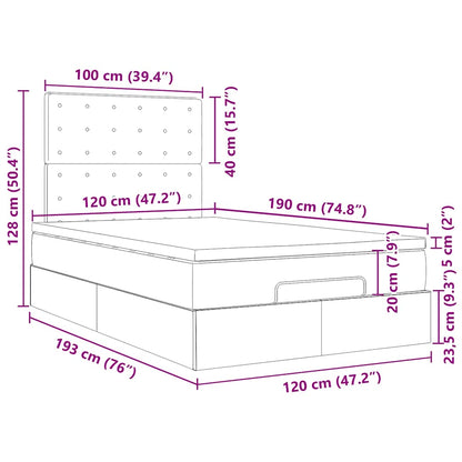 Ottoman-Bett mit Matratze & LEDs Dunkelgrau 120x190 cm Stoff