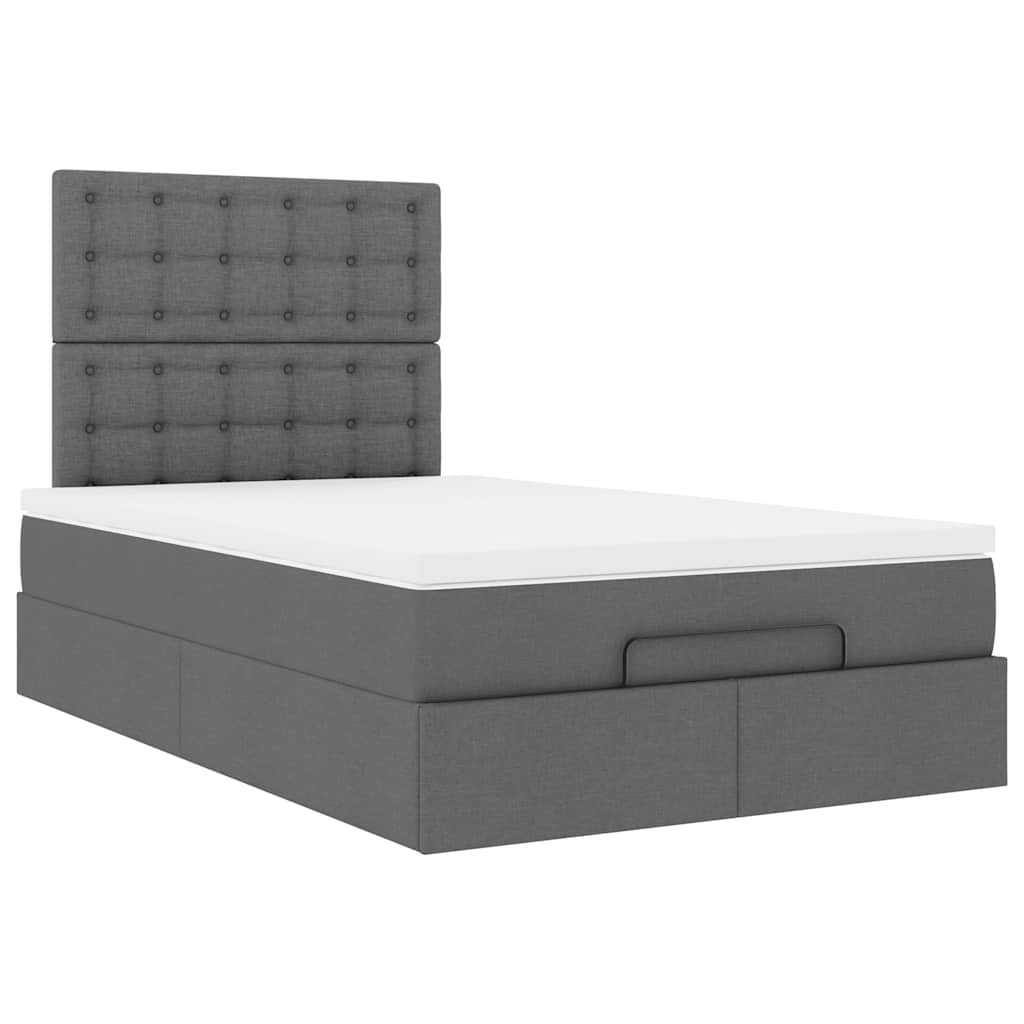 Ottoman-Bett mit Matratze & LEDs Dunkelgrau 120x190 cm Stoff