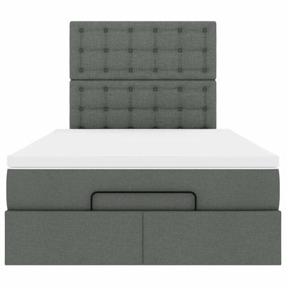 Ottoman-Bett mit Matratze & LEDs Dunkelgrau 120x190 cm Stoff
