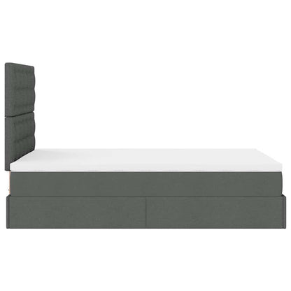 Ottoman-Bett mit Matratze & LEDs Dunkelgrau 120x190 cm Stoff