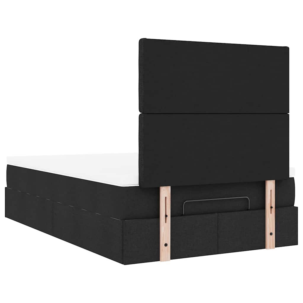 Ottoman-Bett mit Matratze & LEDs Schwarz 120x190 cm Stoff