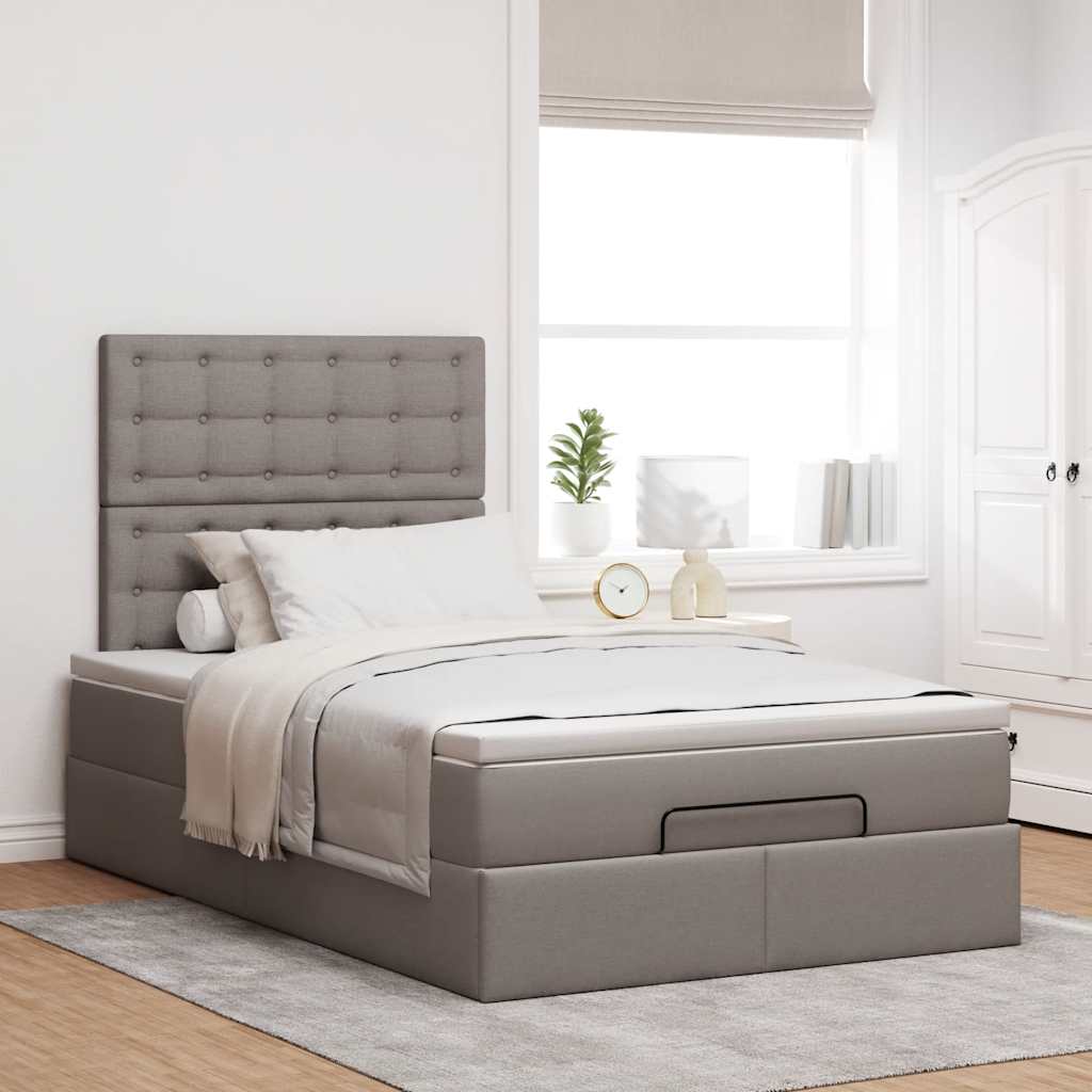 Ottoman-Bett mit Matratze & LEDs Taupe 120x190 cm Stoff
