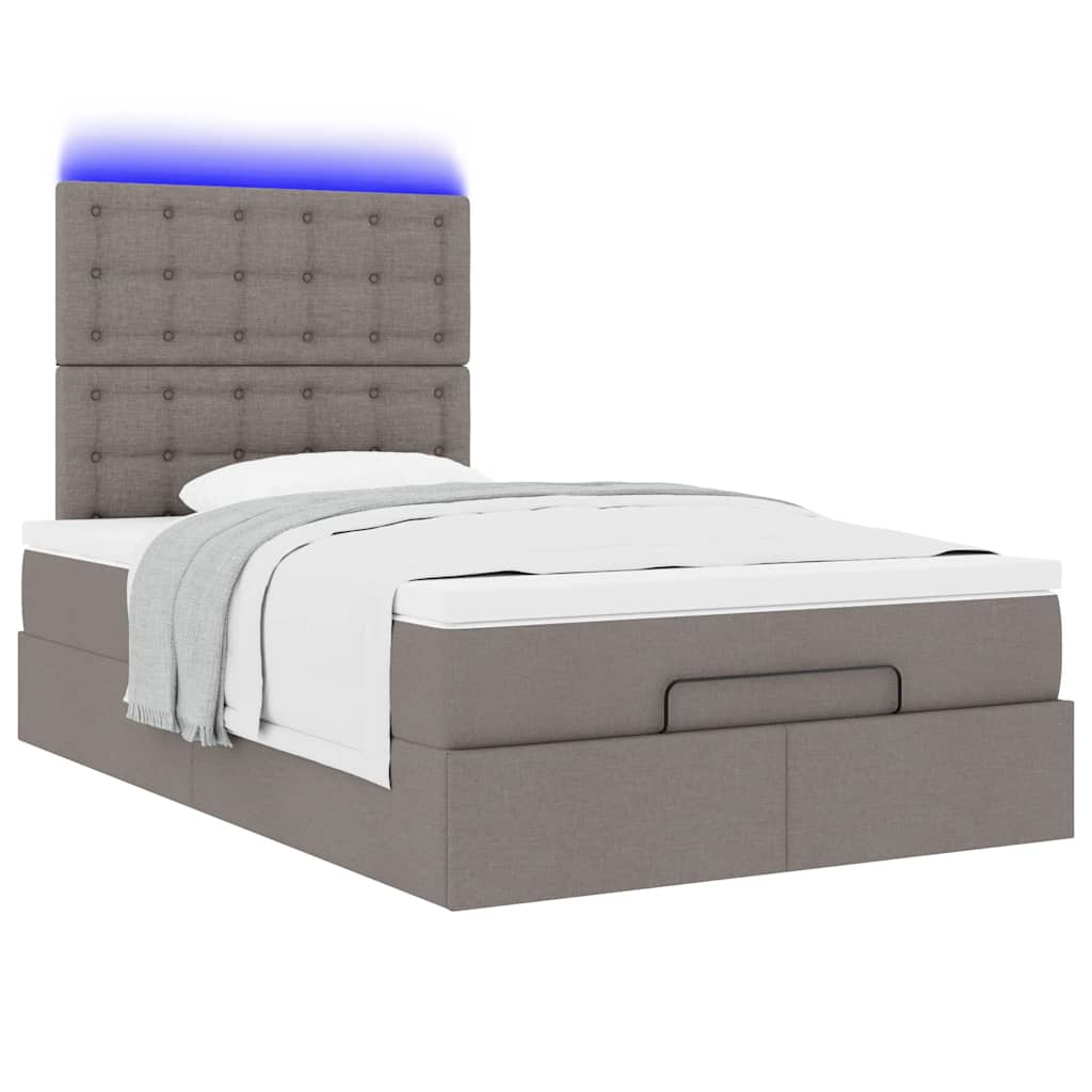 Ottoman-Bett mit Matratze & LEDs Taupe 120x190 cm Stoff