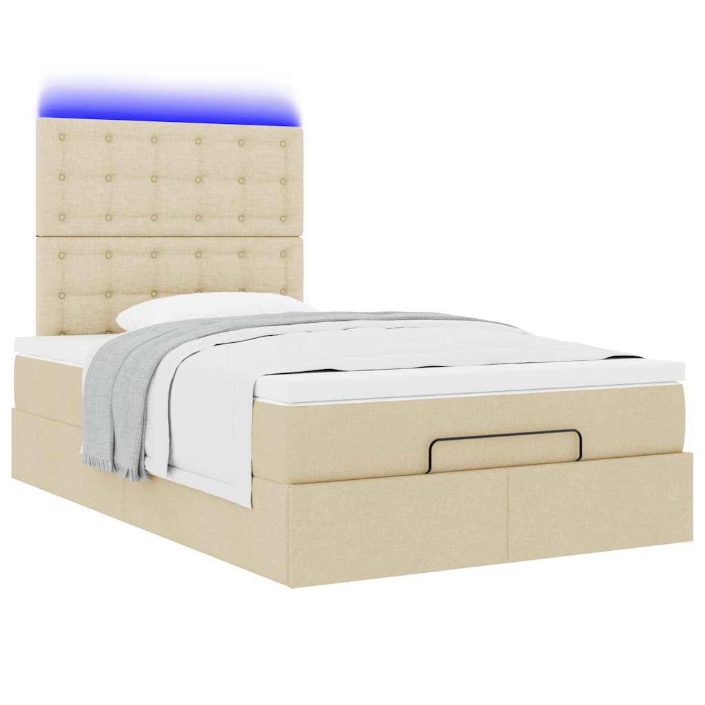 Ottoman-Bett mit Matratze & LEDs Creme 120x190 cm Stoff