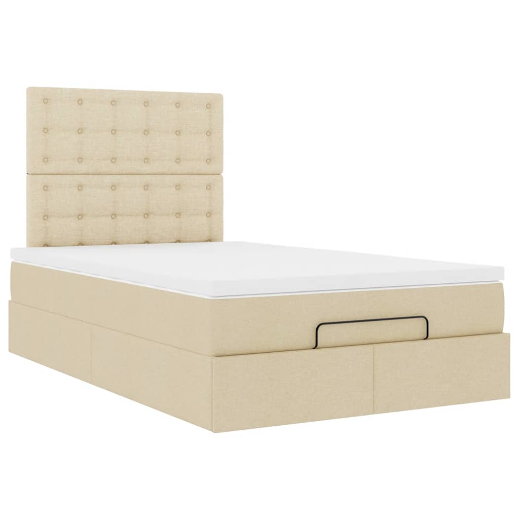 Ottoman-Bett mit Matratze & LEDs Creme 120x190 cm Stoff