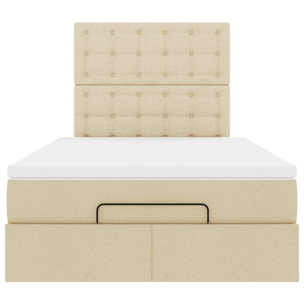 Ottoman-Bett mit Matratze & LEDs Creme 120x190 cm Stoff