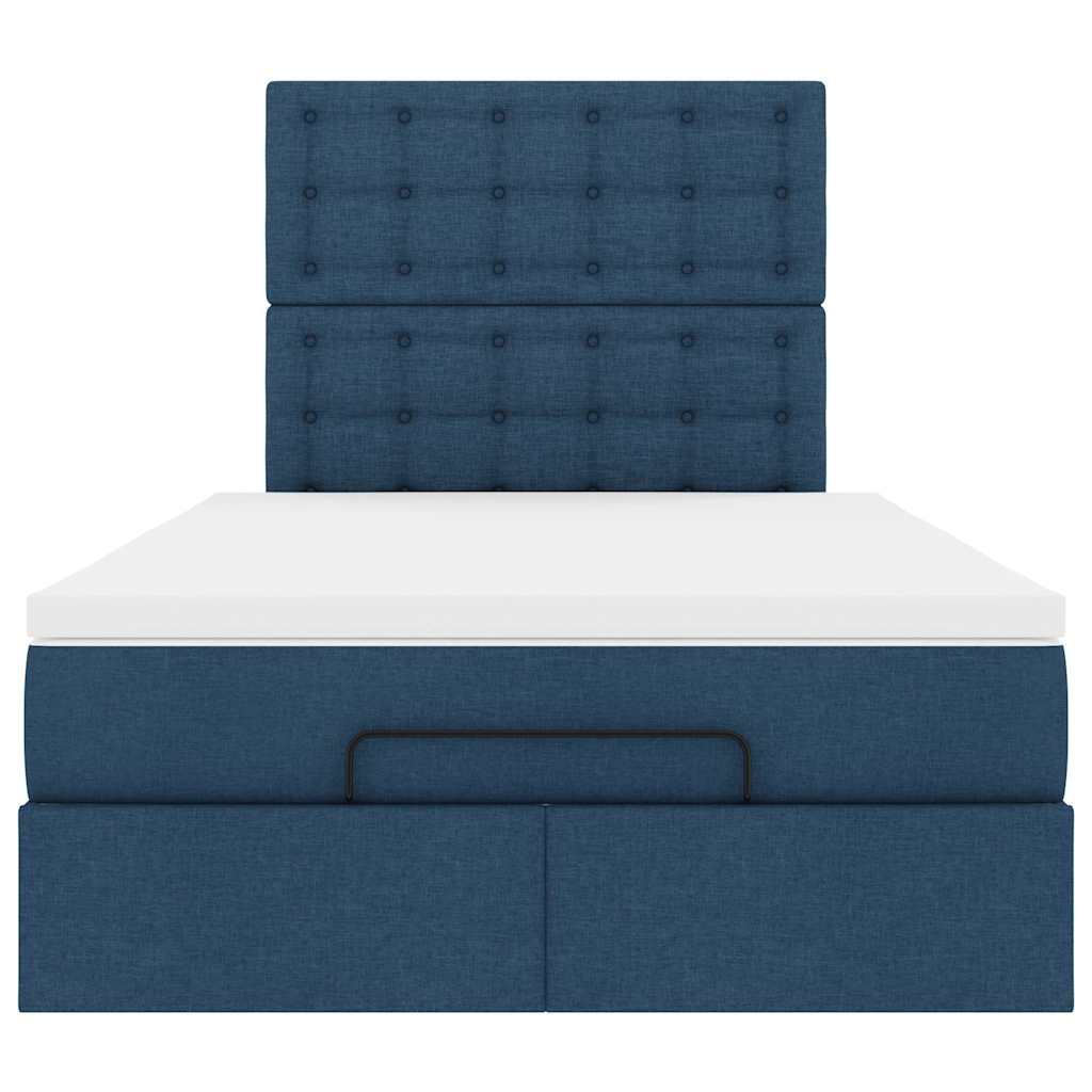 Ottoman-Bett mit Matratze & LEDs Blau 120x190 cm Stoff