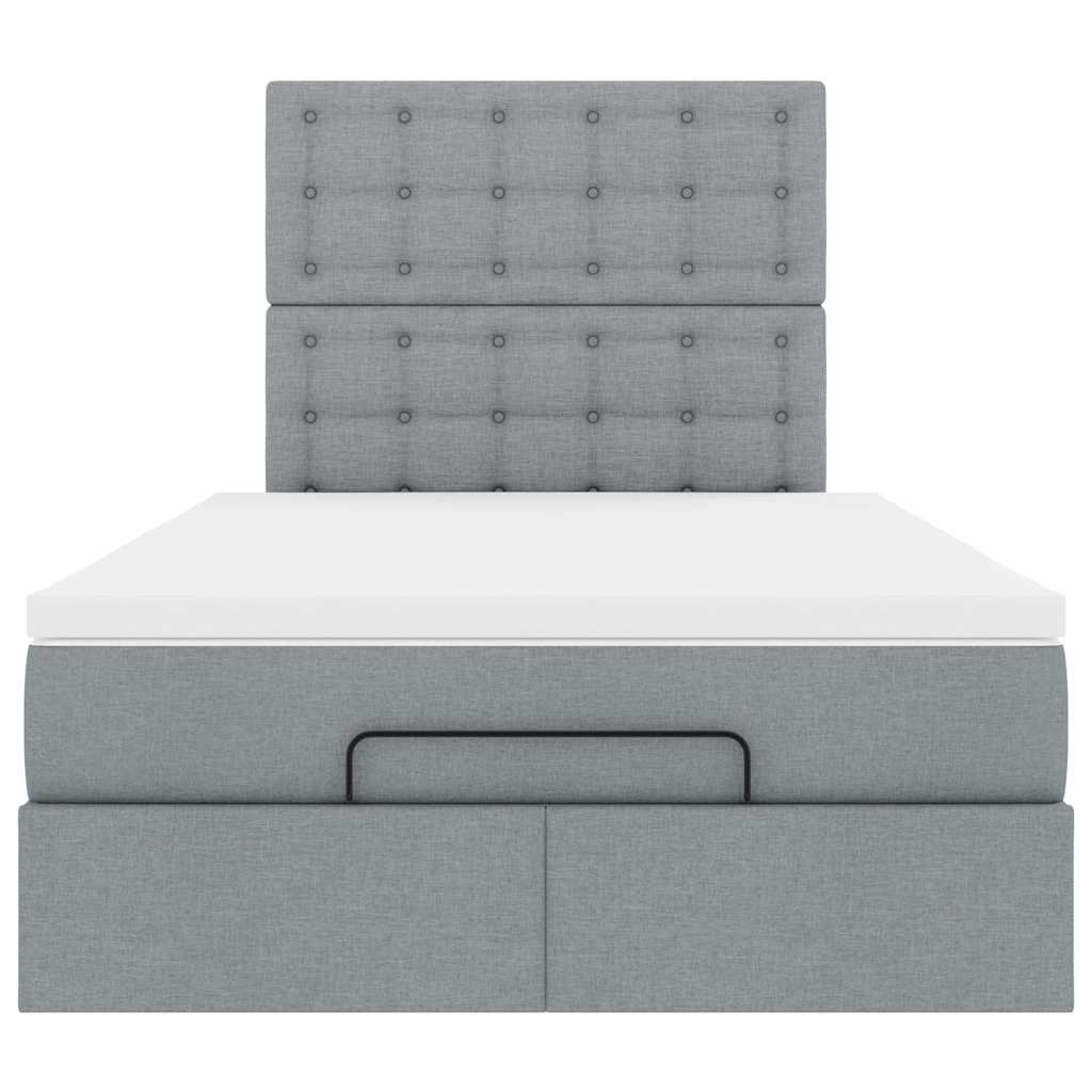 Ottoman-Bett mit Matratze & LEDs Hellgrau 120x200 cm Stoff