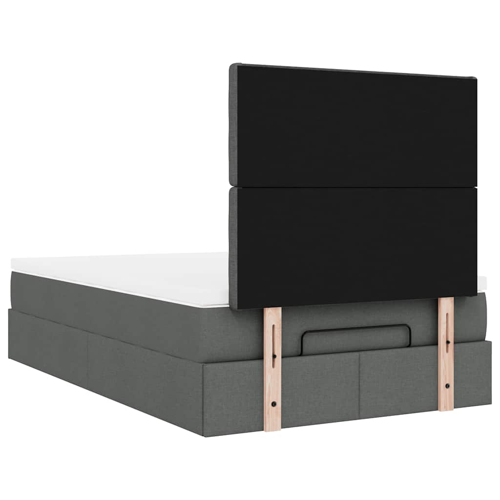 Ottoman-Bett mit Matratze & LEDs Dunkelgrau 120x200 cm Stoff