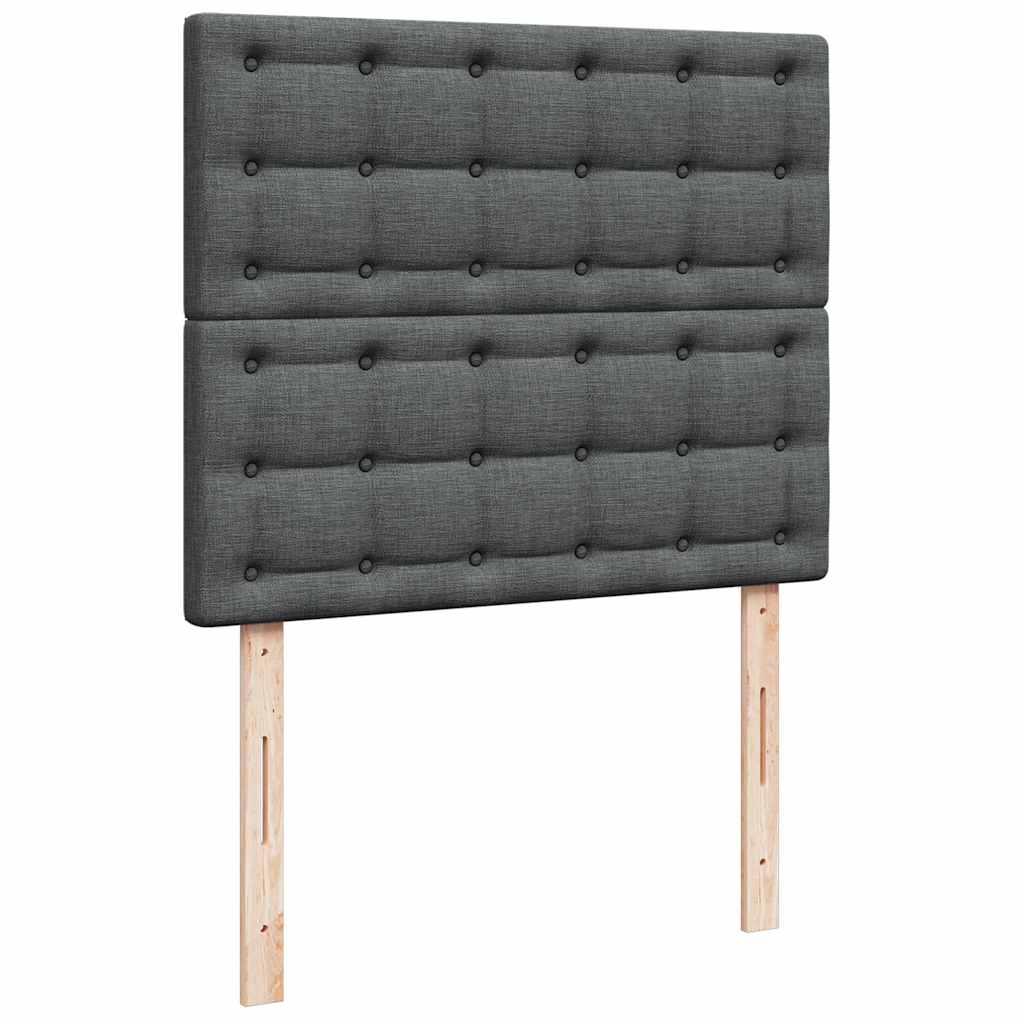 Lit ottoman avec matelas et LED tissu gris foncé 120x200 cm