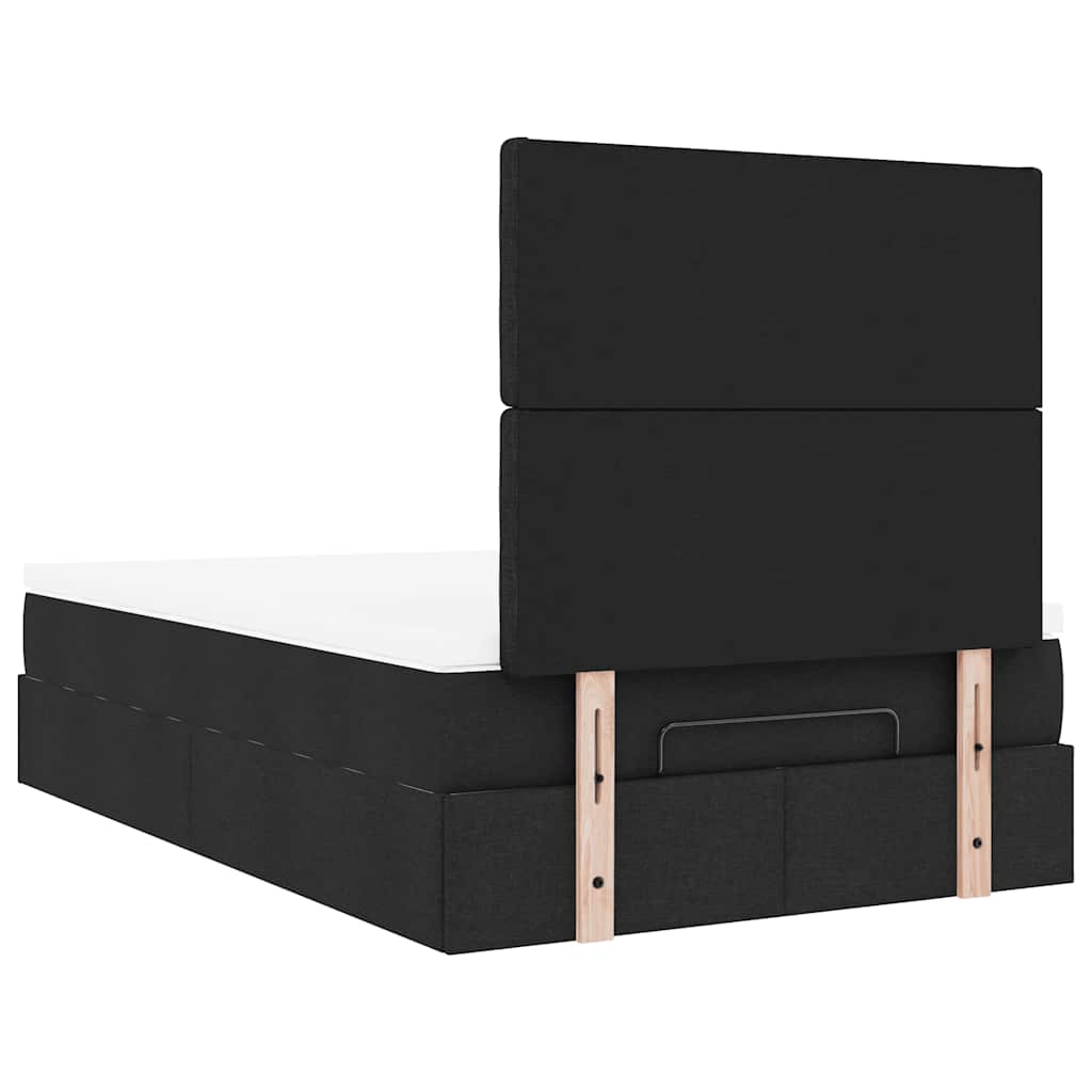 Ottoman-Bett mit Matratze & LEDs Schwarz 120x200 cm Stoff