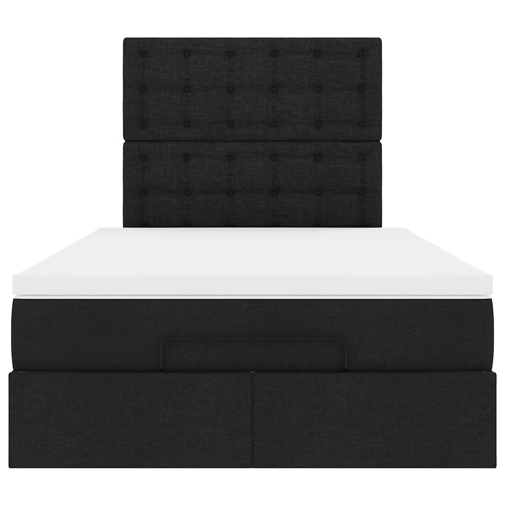 Lit ottoman avec matelas et LED Tissu noir 120x200 cm