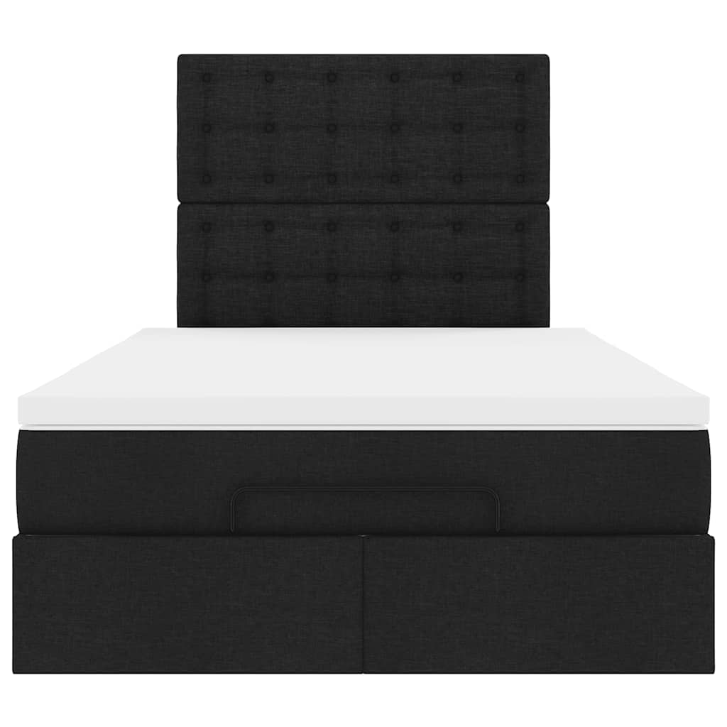 Ottoman-Bett mit Matratze & LEDs Schwarz 120x200 cm Stoff