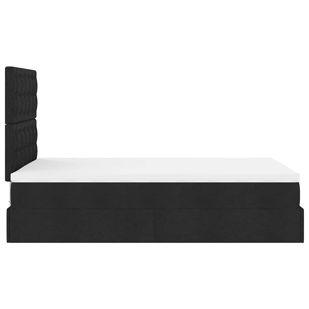 Ottoman-Bett mit Matratze & LEDs Schwarz 120x200 cm Stoff