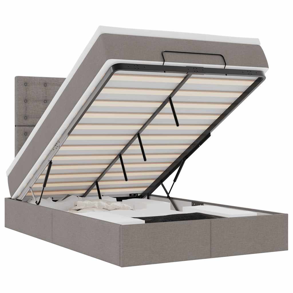 Ottoman-Bett mit Matratze & LEDs Taupe 120x200 cm Stoff