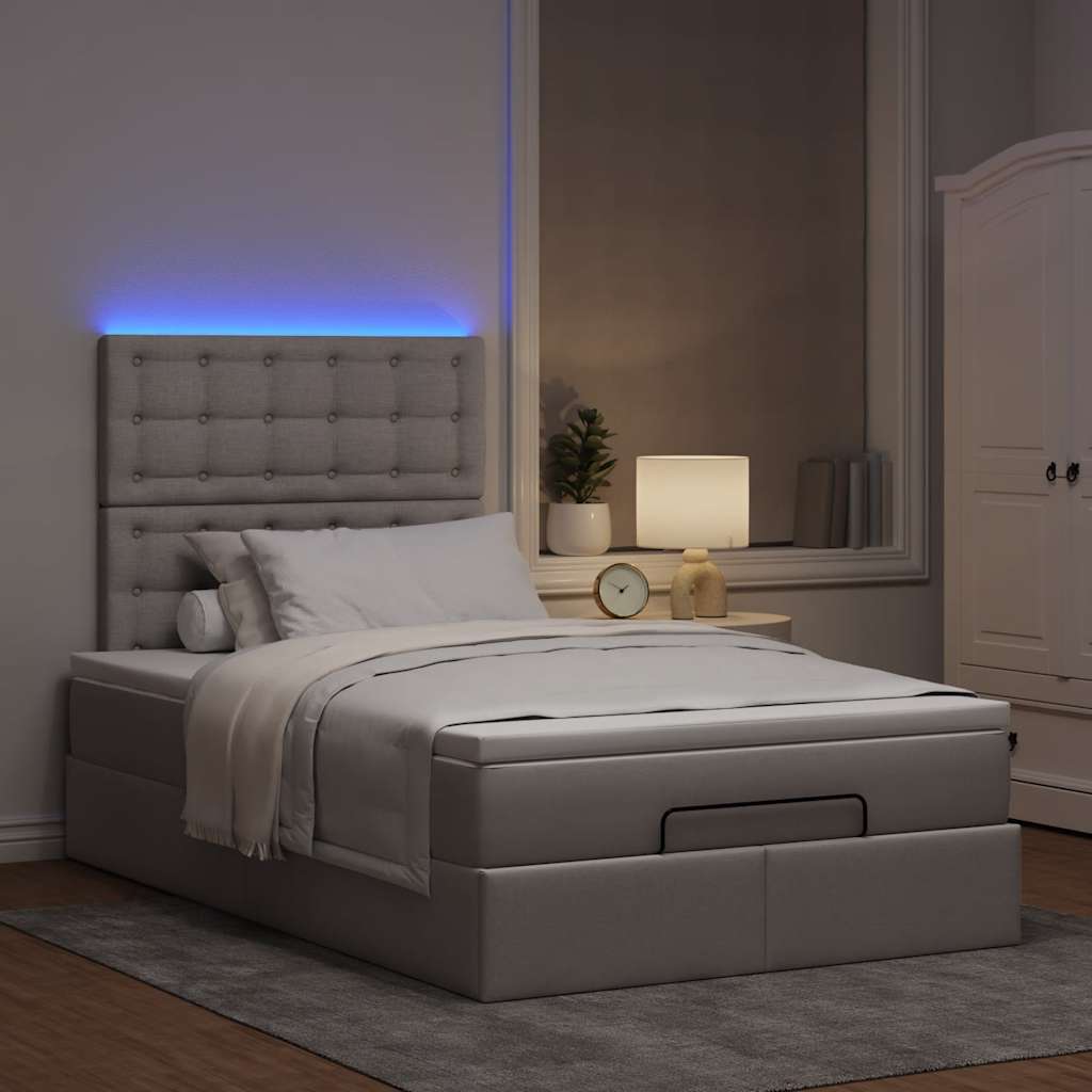 Ottoman-Bett mit Matratze & LEDs Taupe 120x200 cm Stoff