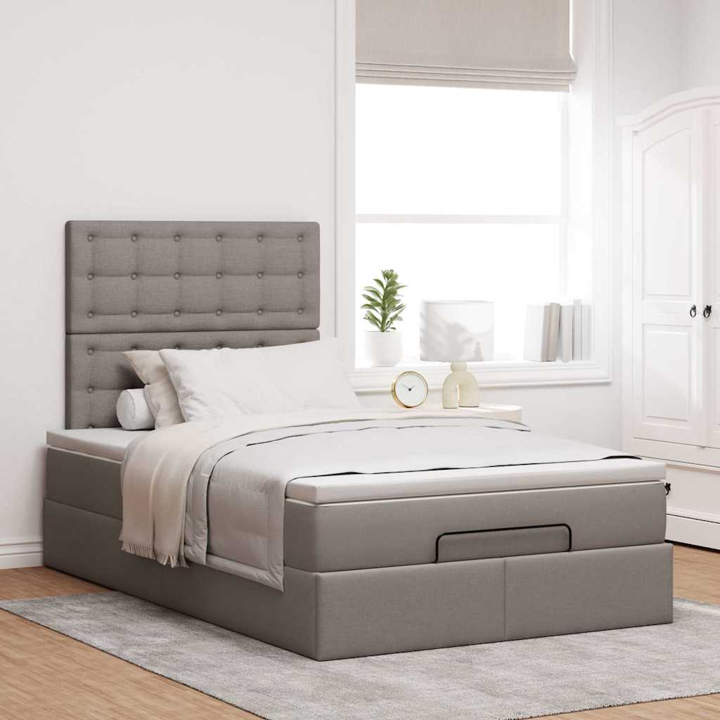 Ottoman-Bett mit Matratze & LEDs Taupe 120x200 cm Stoff