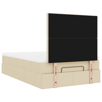 Ottoman-Bett mit Matratze & LEDs Creme 120x200 cm Stoff