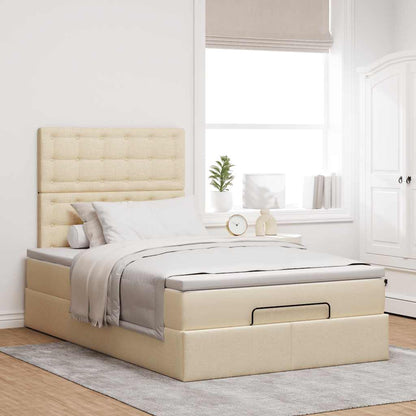 Ottoman-Bett mit Matratze & LEDs Creme 120x200 cm Stoff