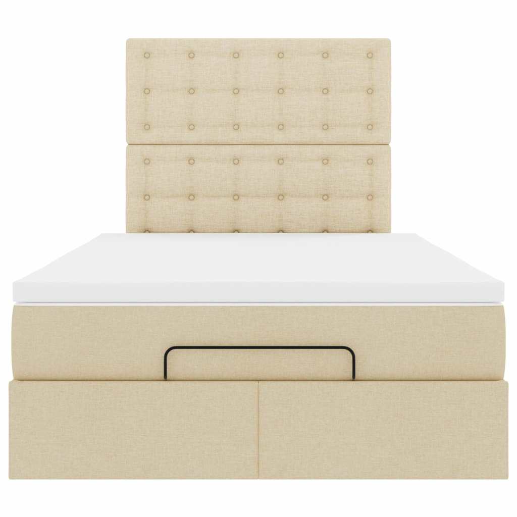 Ottoman-Bett mit Matratze & LEDs Creme 120x200 cm Stoff