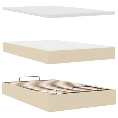 Ottoman-Bett mit Matratze & LEDs Creme 120x200 cm Stoff