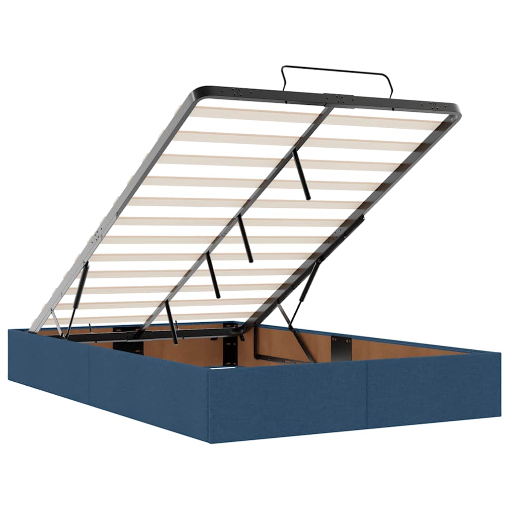 Ottoman-Bett mit Matratze & LEDs Blau 120x200 cm Stoff