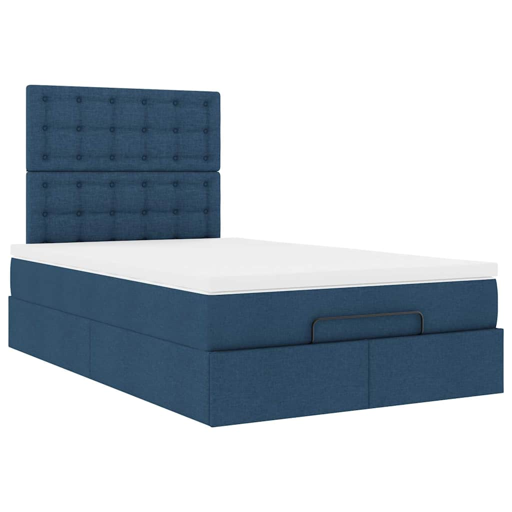 Ottoman-Bett mit Matratze & LEDs Blau 120x200 cm Stoff